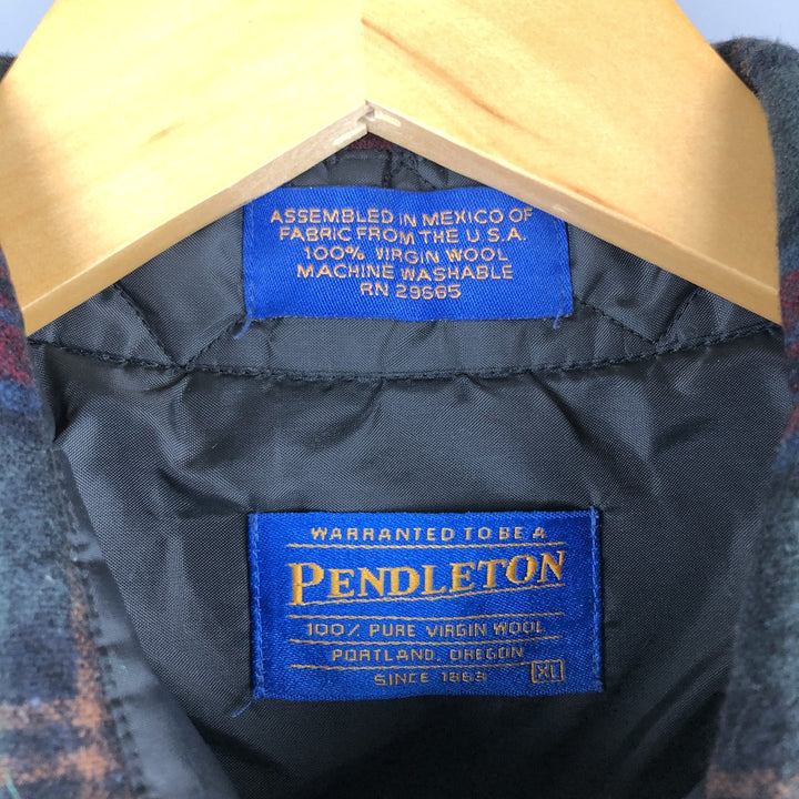 Pendleton Check Pattern Wool Shirt, Men's XL wool dark green Vintage Second Hand