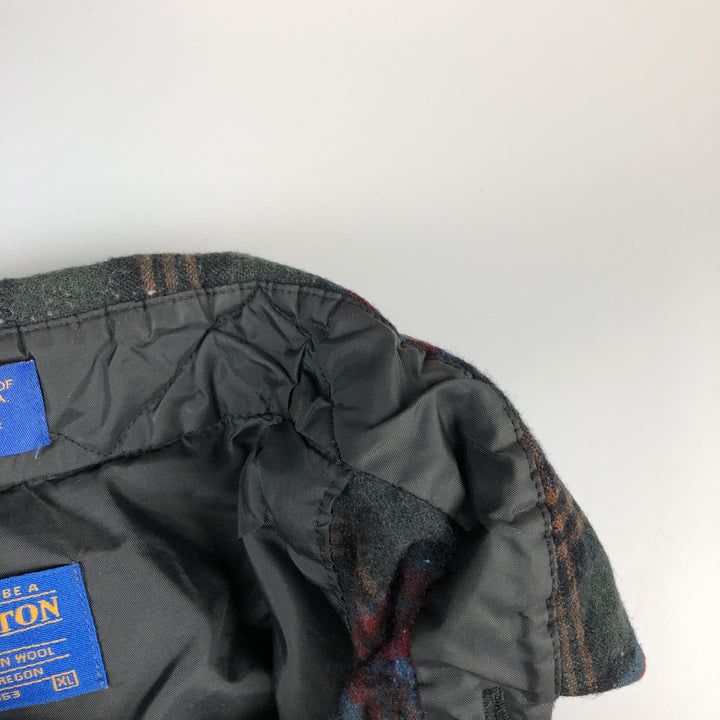 Pendleton Check Pattern Wool Shirt, Men's XL wool dark green Vintage Second Hand