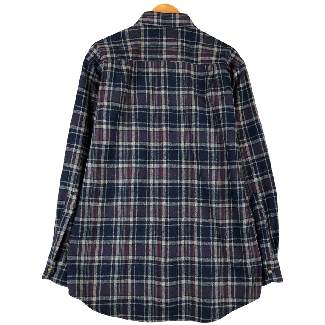 Pendleton Check Pattern Wool Shirt, Men's M size wool navy blue type Vintage Second Hand
