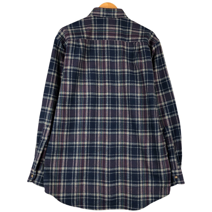 Pendleton Check Pattern Wool Shirt, Men's M size wool navy blue type Vintage Second Hand