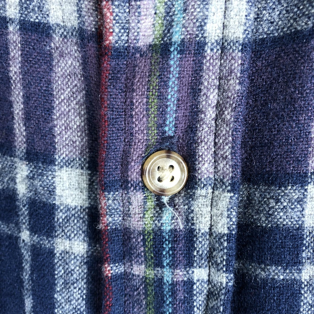 Pendleton Check Pattern Wool Shirt, Men's M size wool navy blue type Vintage Second Hand