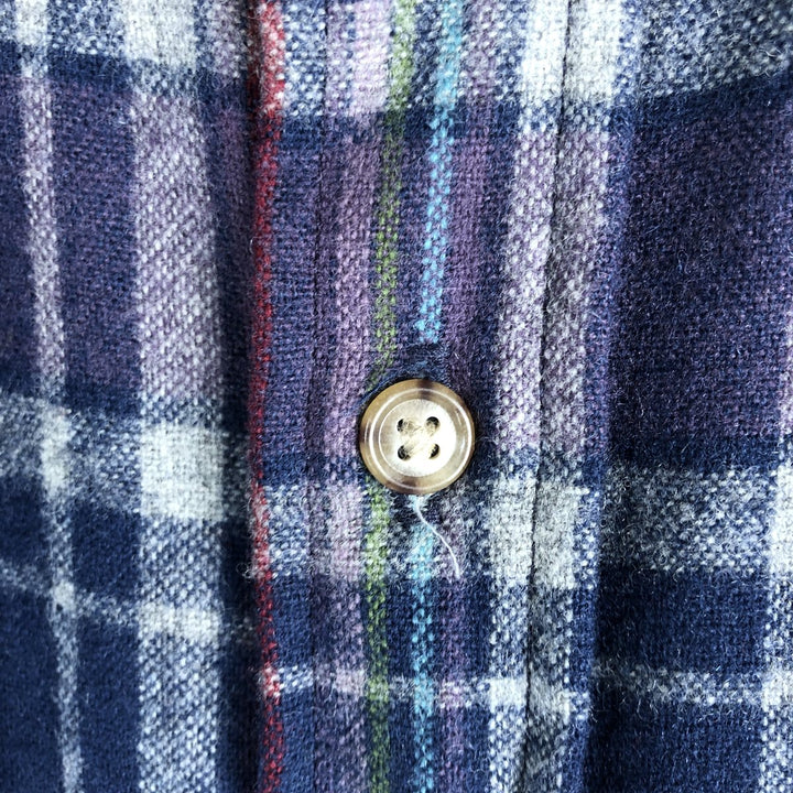 Pendleton Check Pattern Wool Shirt, Men's M size wool navy blue type Vintage Second Hand