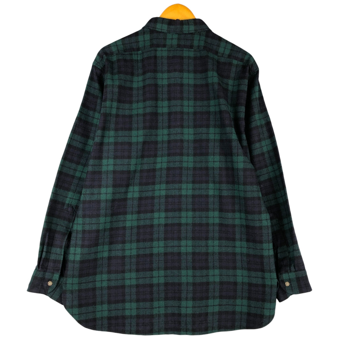 Vintage 1970'S Pendleton Blackwatch Check Wool Button-Down Shirt, Made in USA, Men's XL wool dark green Vintage Second Hand