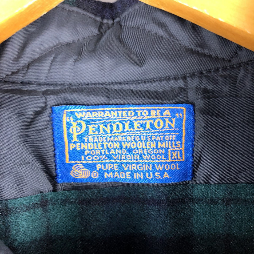 Vintage 1970'S Pendleton Blackwatch Check Wool Button-Down Shirt, Made in USA, Men's XL wool dark green Vintage Second Hand