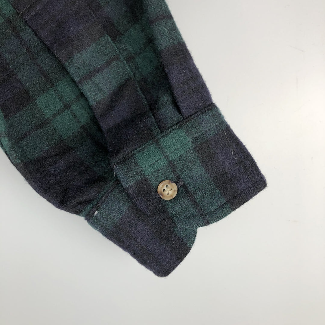 Vintage 1970'S Pendleton Blackwatch Check Wool Button-Down Shirt, Made in USA, Men's XL wool dark green Vintage Second Hand