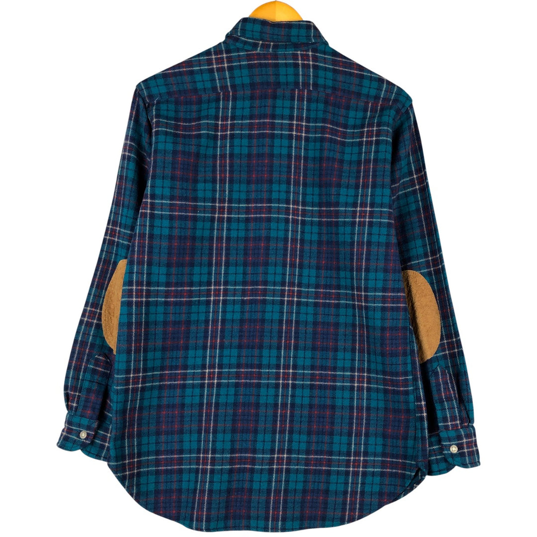1970'S Pendleton Lobo Check Pattern Wool Shirt, Made in USA, Men's Size Medium wool Blue type light blue Vintage Second Hand