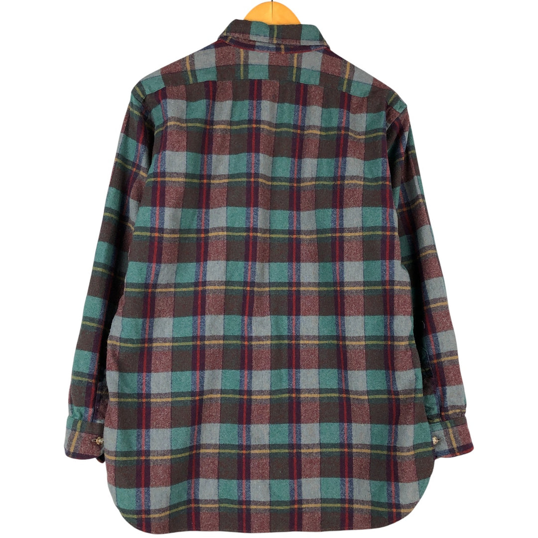 Vintage 70'S Pendleton Check Pattern Wool Shirt Made in USA Men's L wool green type Vintage Second Hand