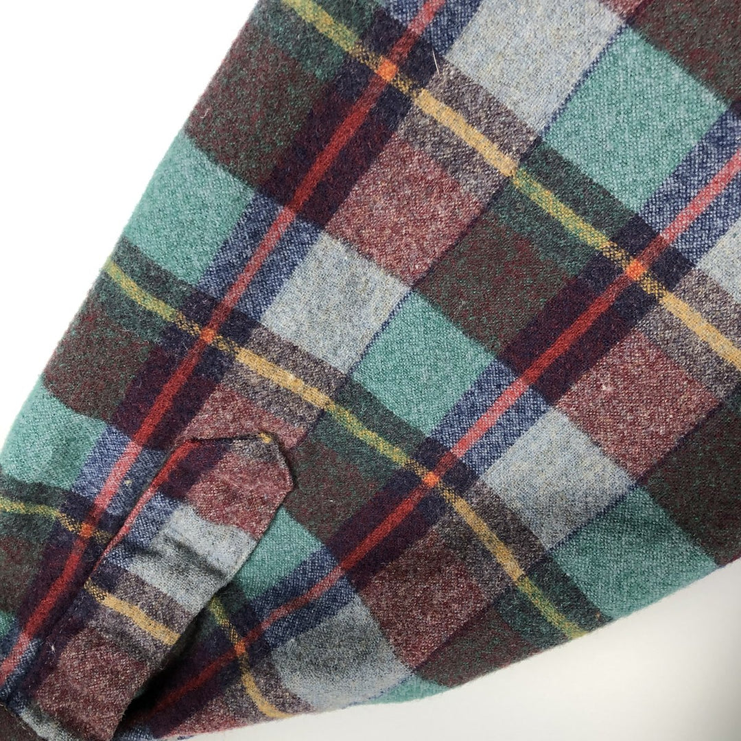 Vintage 70'S Pendleton Check Pattern Wool Shirt Made in USA Men's L wool green type Vintage Second Hand