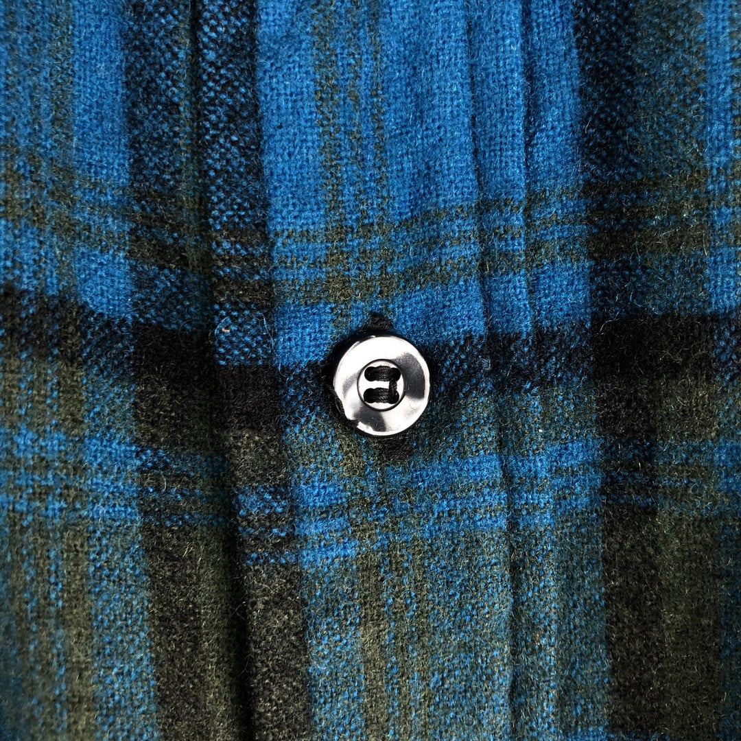 Vintage 1950'S Pendleton Check Pattern Wool Shirt, Men's Size L wool Blue type light blue Vintage Second Hand