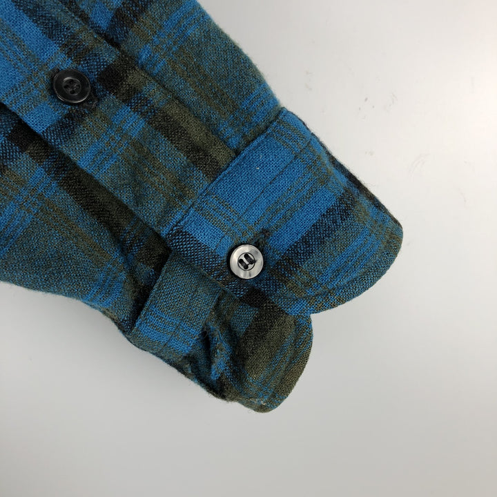 Vintage 1950'S Pendleton Check Pattern Wool Shirt, Men's Size L wool Blue type light blue Vintage Second Hand