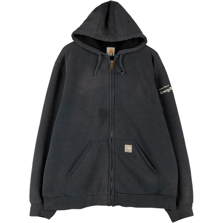 Carhartt Sweat Full Zip Hoodie Men's L size cotton Navy blue Vintage Second Hand