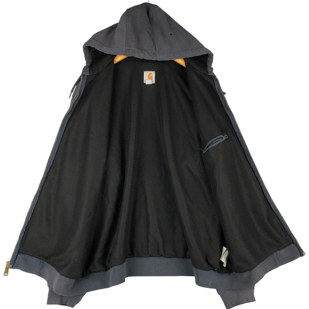 Carhartt Sweat Full Zip Hoodie Men's L size cotton Navy blue Vintage Second Hand
