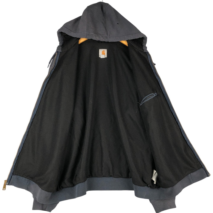 Carhartt Sweat Full Zip Hoodie Men's L size cotton Navy blue Vintage Second Hand
