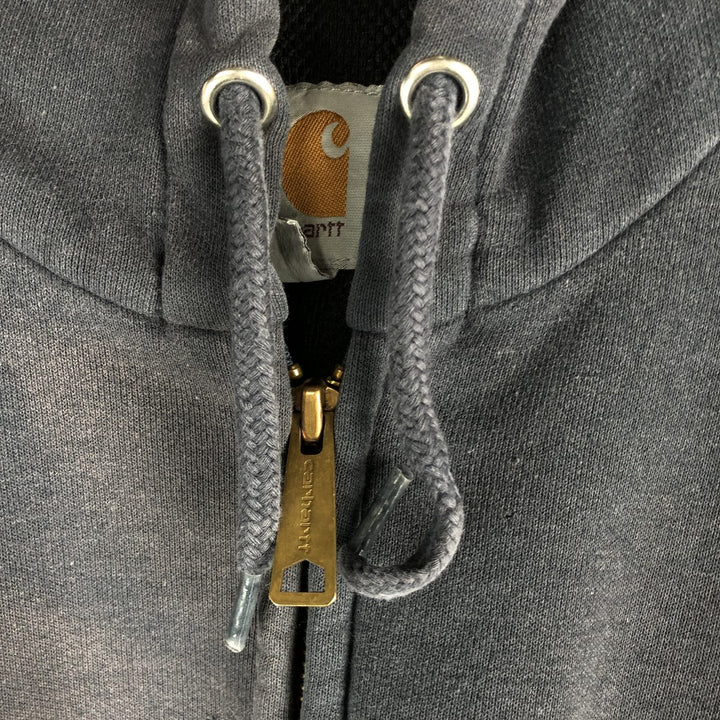 Carhartt Sweat Full Zip Hoodie Men's L size cotton Navy blue Vintage Second Hand