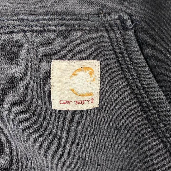 Carhartt Sweat Full Zip Hoodie Men's L size cotton Navy blue Vintage Second Hand
