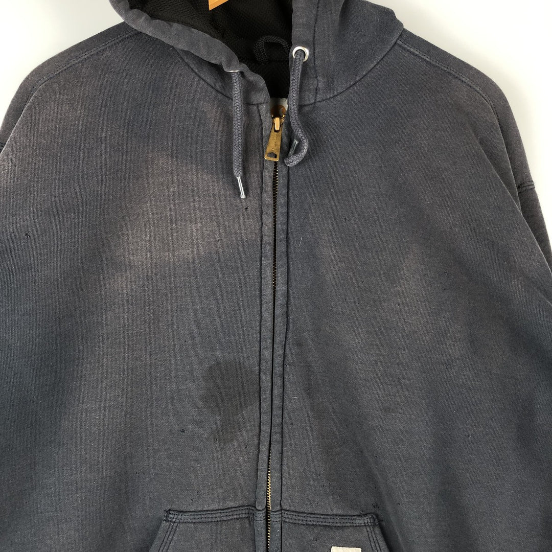 Carhartt Sweat Full Zip Hoodie Men's L size cotton Navy blue Vintage Second Hand
