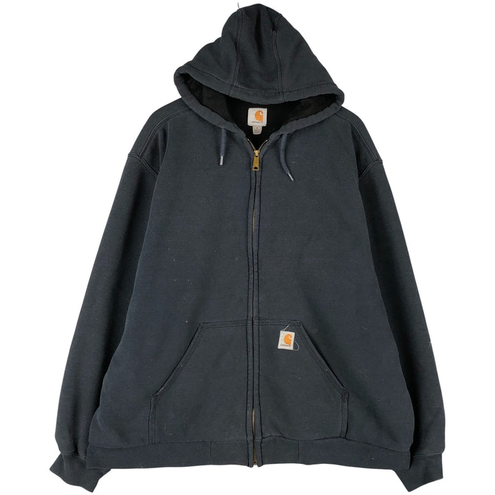 Carhartt Sweat Full Zip Hoodie Men's XL cotton Navy blue Vintage Second Hand