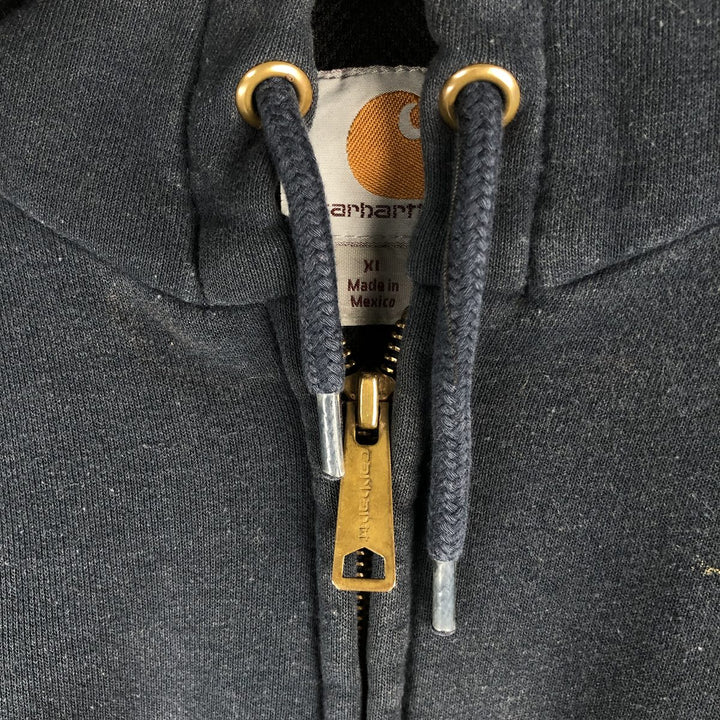 Carhartt Sweat Full Zip Hoodie Men's XL cotton Navy blue Vintage Second Hand