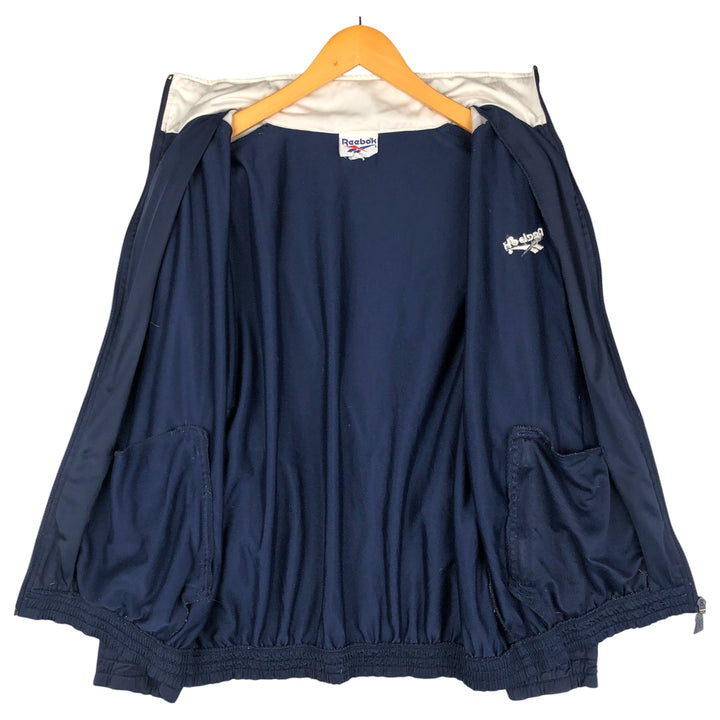 90'S Reebok Jersey Track Jacket, Men's Size Small, Vintage polyester navy blue type Vintage Second Hand