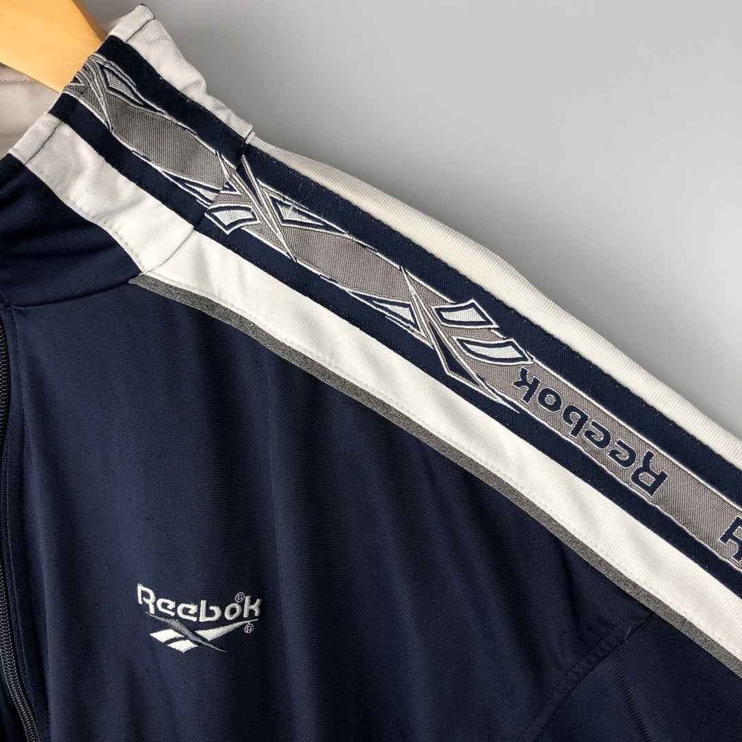 90'S Reebok Jersey Track Jacket, Men's Size Small, Vintage polyester navy blue type Vintage Second Hand