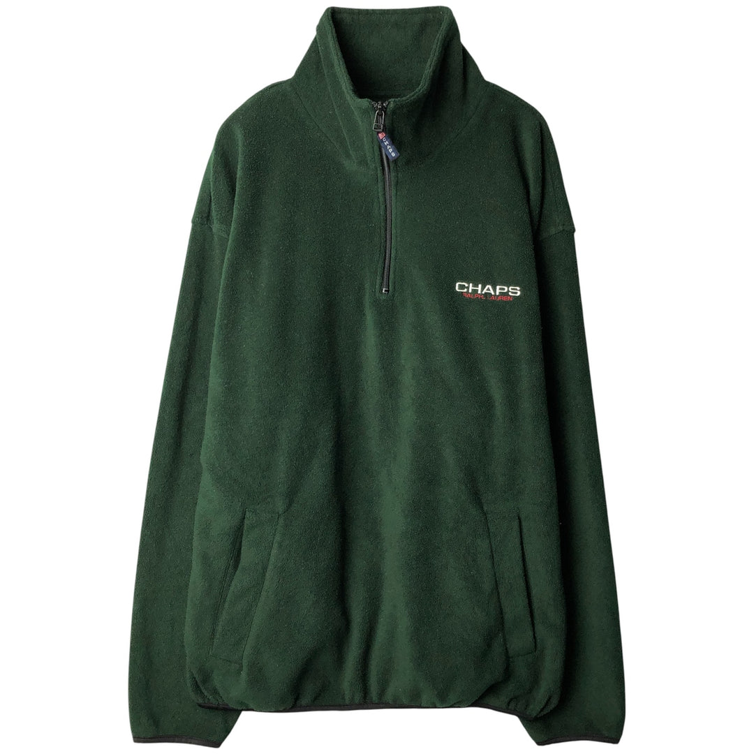 Ralph Lauren Chaps Half-Zip Fleece Pullover, Men's XL polyester green type Vintage Second Hand