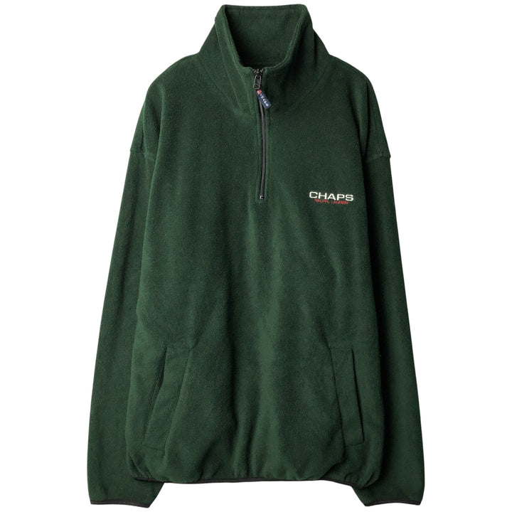 Ralph Lauren Chaps Half-Zip Fleece Pullover, Men's XL polyester green type Vintage Second Hand
