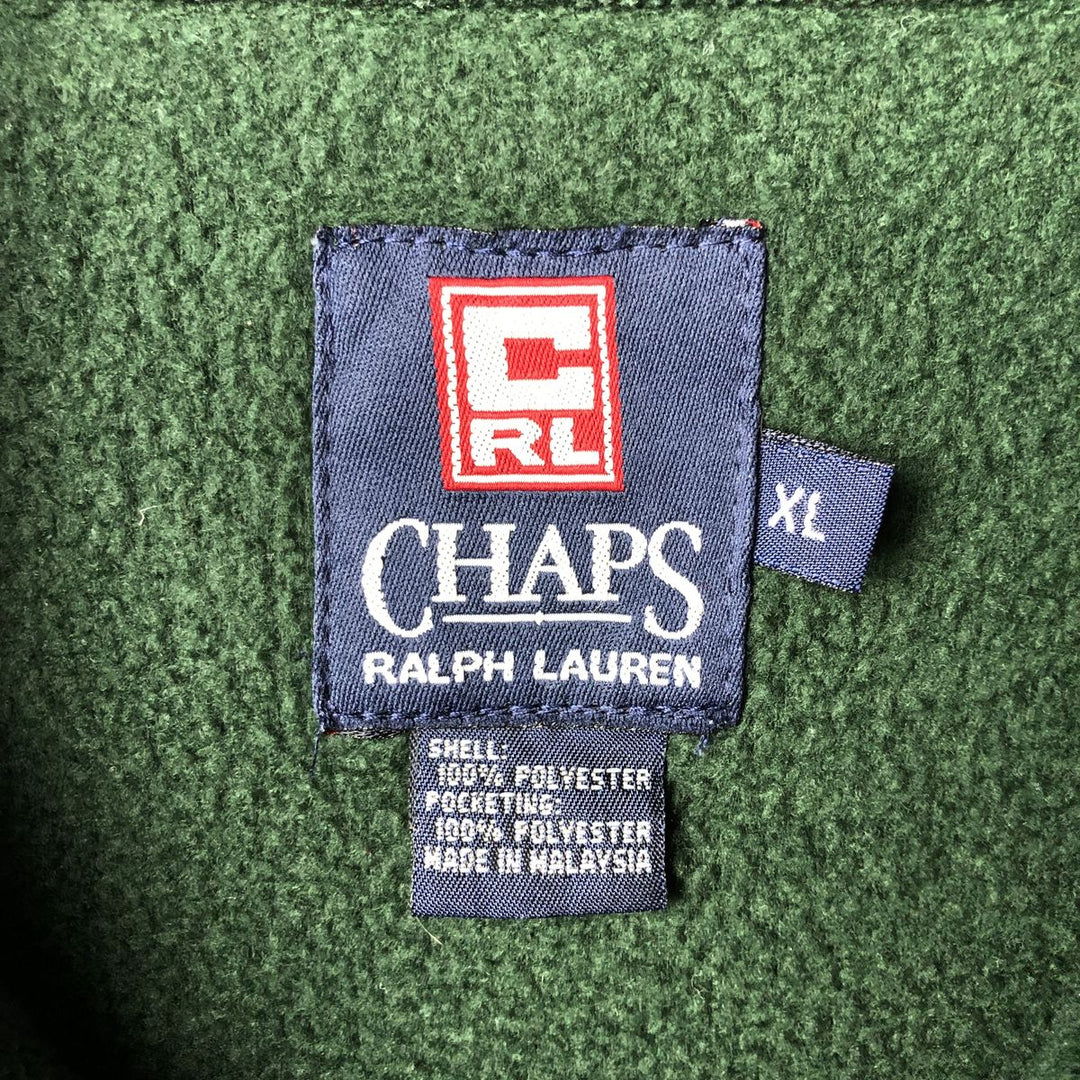 Ralph Lauren Chaps Half-Zip Fleece Pullover, Men's XL polyester green type Vintage Second Hand