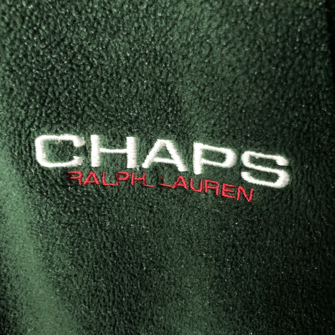 Ralph Lauren Chaps Half-Zip Fleece Pullover, Men's XL polyester green type Vintage Second Hand