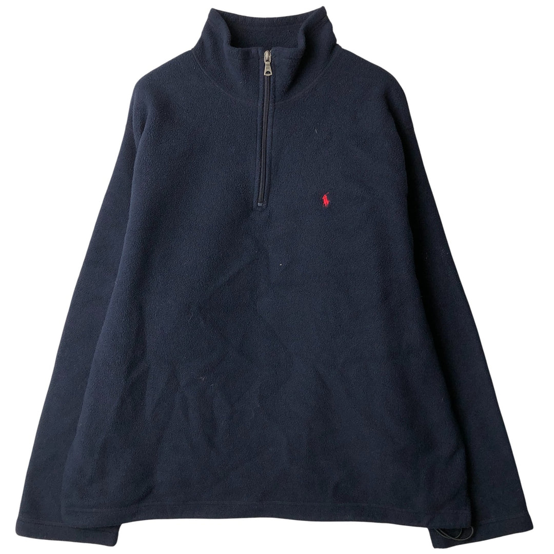 Ralph Lauren POLO by Ralph Lauren Half-Zip Fleece Pullover, Men's XXL polyester navy blue type Vintage Second Hand