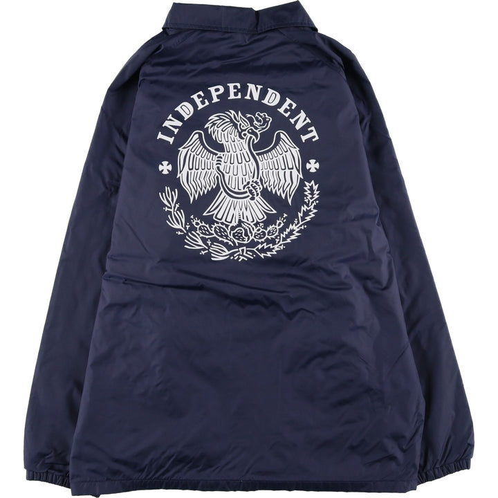 Independent Eagle Pattern Coach Jacket, Men's Size Medium cotton navy blue type Vintage Second Hand