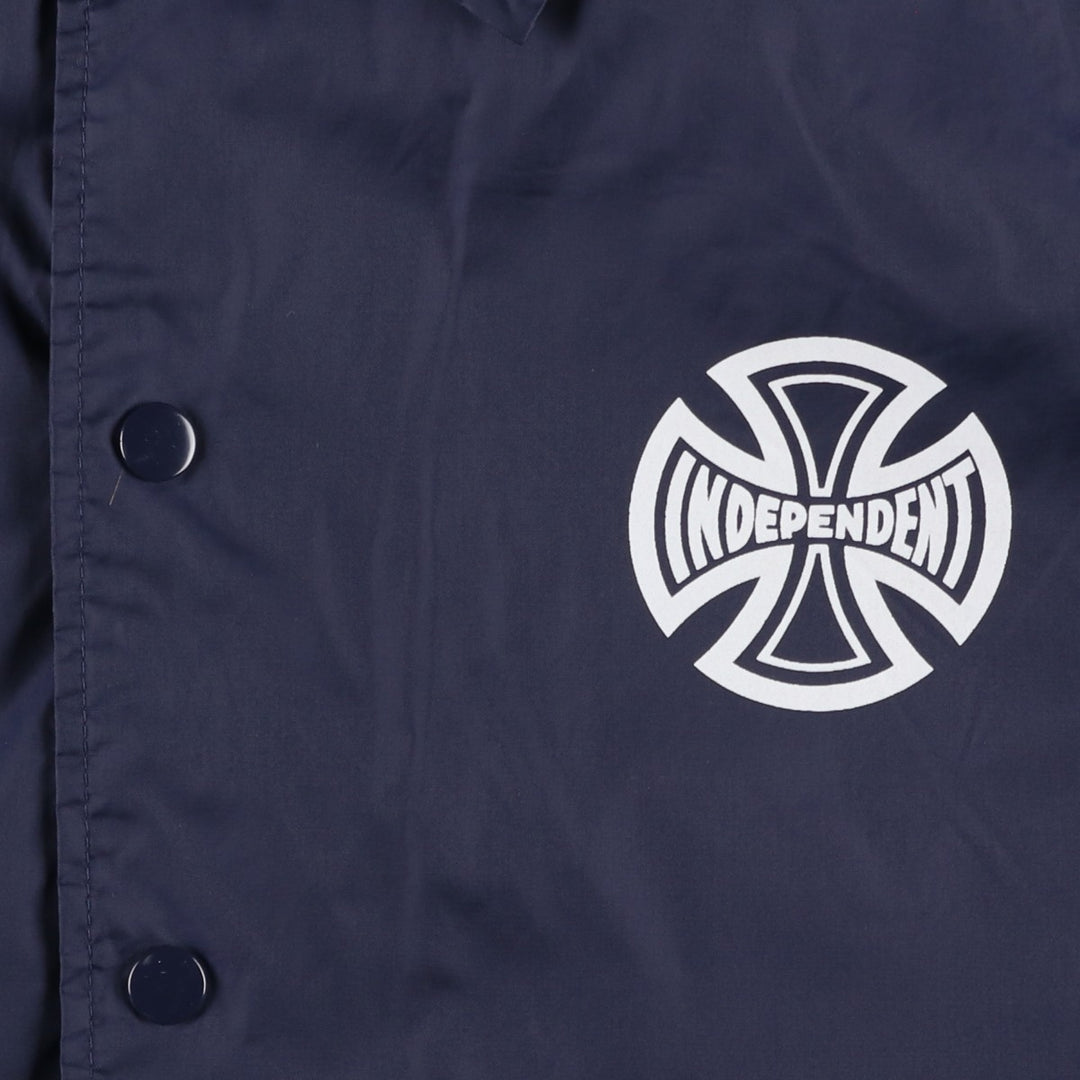 Independent Eagle Pattern Coach Jacket, Men's Size Medium cotton navy blue type Vintage Second Hand