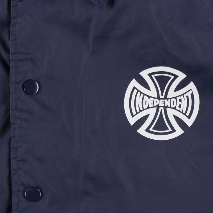 Independent Eagle Pattern Coach Jacket, Men's Size Medium cotton navy blue type Vintage Second Hand