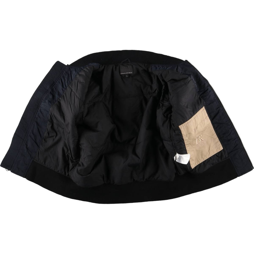 Banana Republic Bomber Jacket, Padded Puffer Jacket, Men's Size L Nylon black type Vintage Second Hand