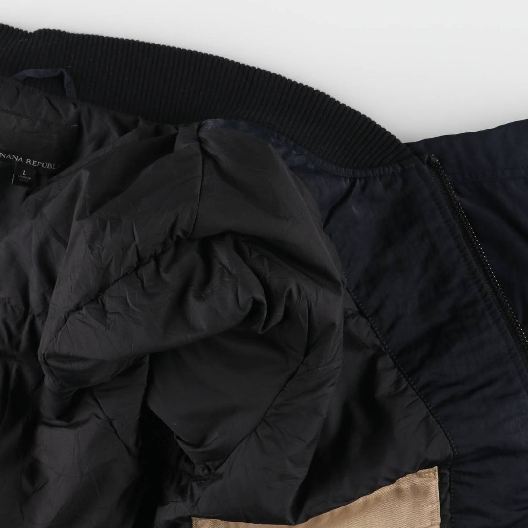 Banana Republic Bomber Jacket, Padded Puffer Jacket, Men's Size L Nylon black type Vintage Second Hand