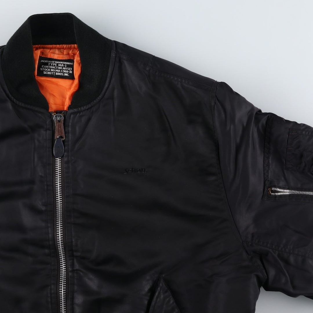 Vintage Schott MA-1 style padded military flight jacket, men's size XL. unclear black type Vintage Second Hand