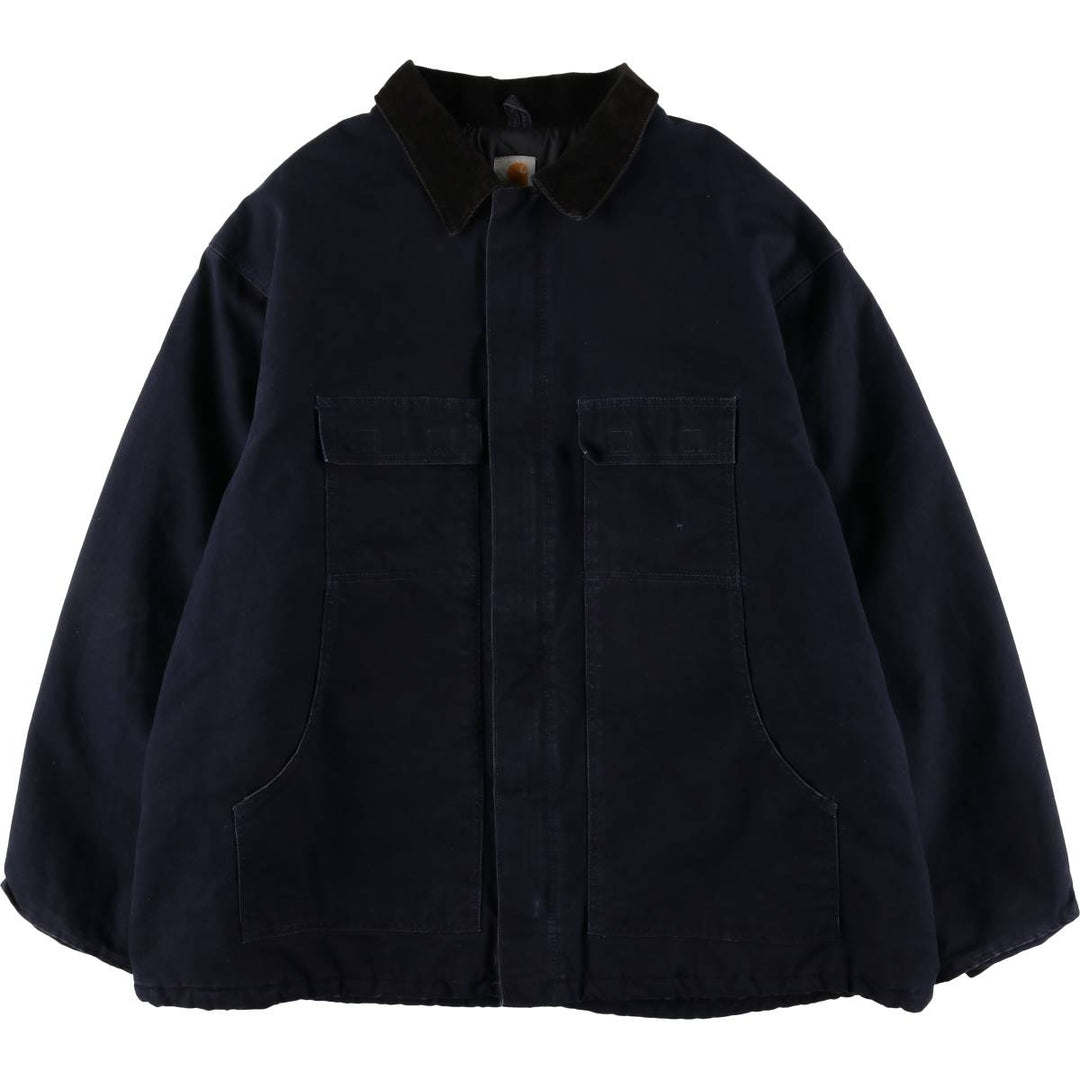Oversized 2000'S Carhartt Traditional Padded Duck Work Jacket, Men's Size XXXL cotton navy blue type Vintage Second Hand