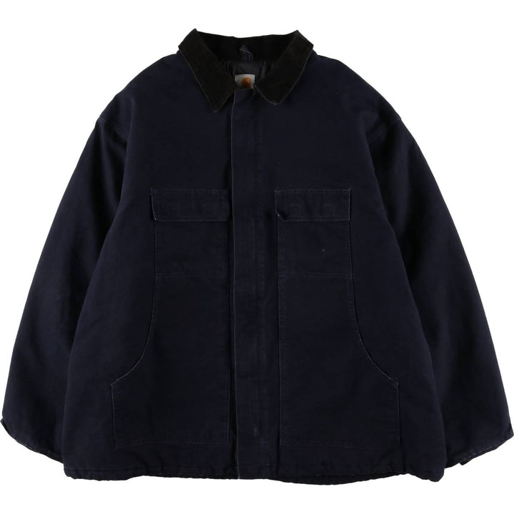 Oversized 2000'S Carhartt Traditional Padded Duck Work Jacket, Men's Size XXXL cotton navy blue type Vintage Second Hand