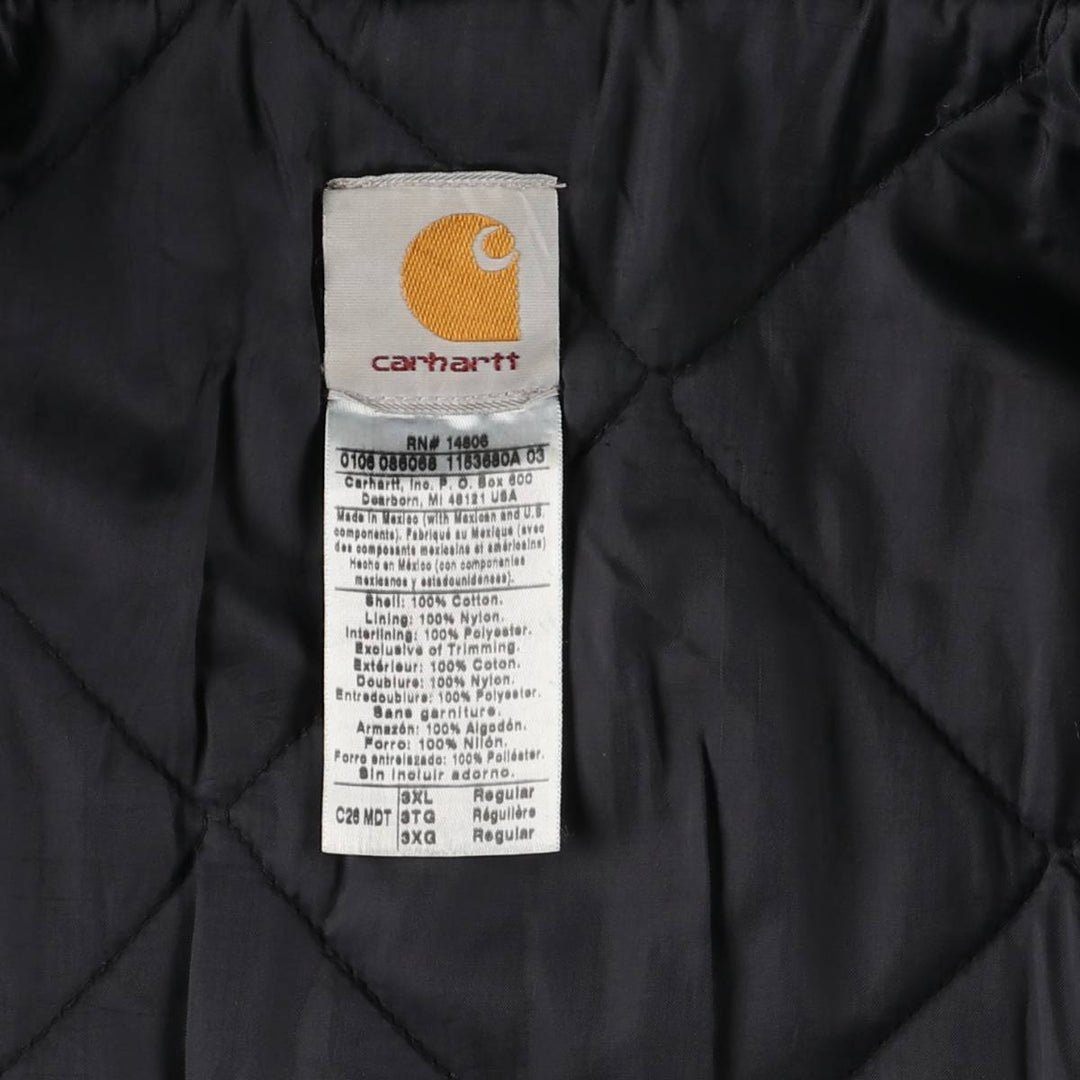 Oversized 2000'S Carhartt Traditional Padded Duck Work Jacket, Men's Size XXXL cotton navy blue type Vintage Second Hand