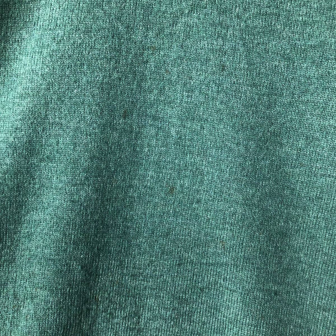 Burberry's London V-neck lambswool knit sweater, size L Lamb wool Emerald green Vintage Second Hand