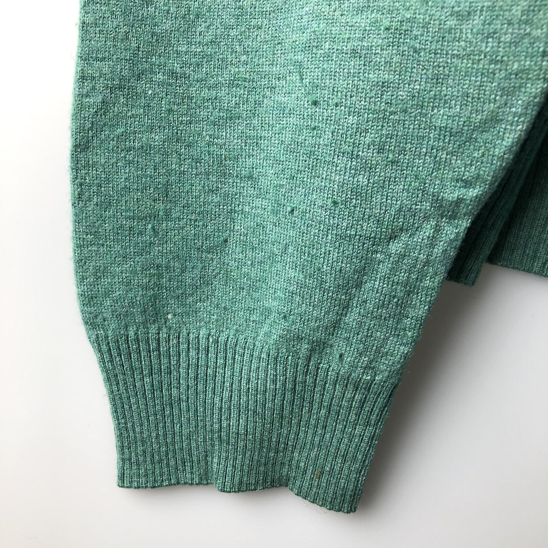 Burberry's London V-neck lambswool knit sweater, size L Lamb wool Emerald green Vintage Second Hand