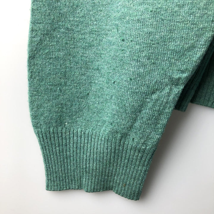 Burberry's London V-neck lambswool knit sweater, size L Lamb wool Emerald green Vintage Second Hand
