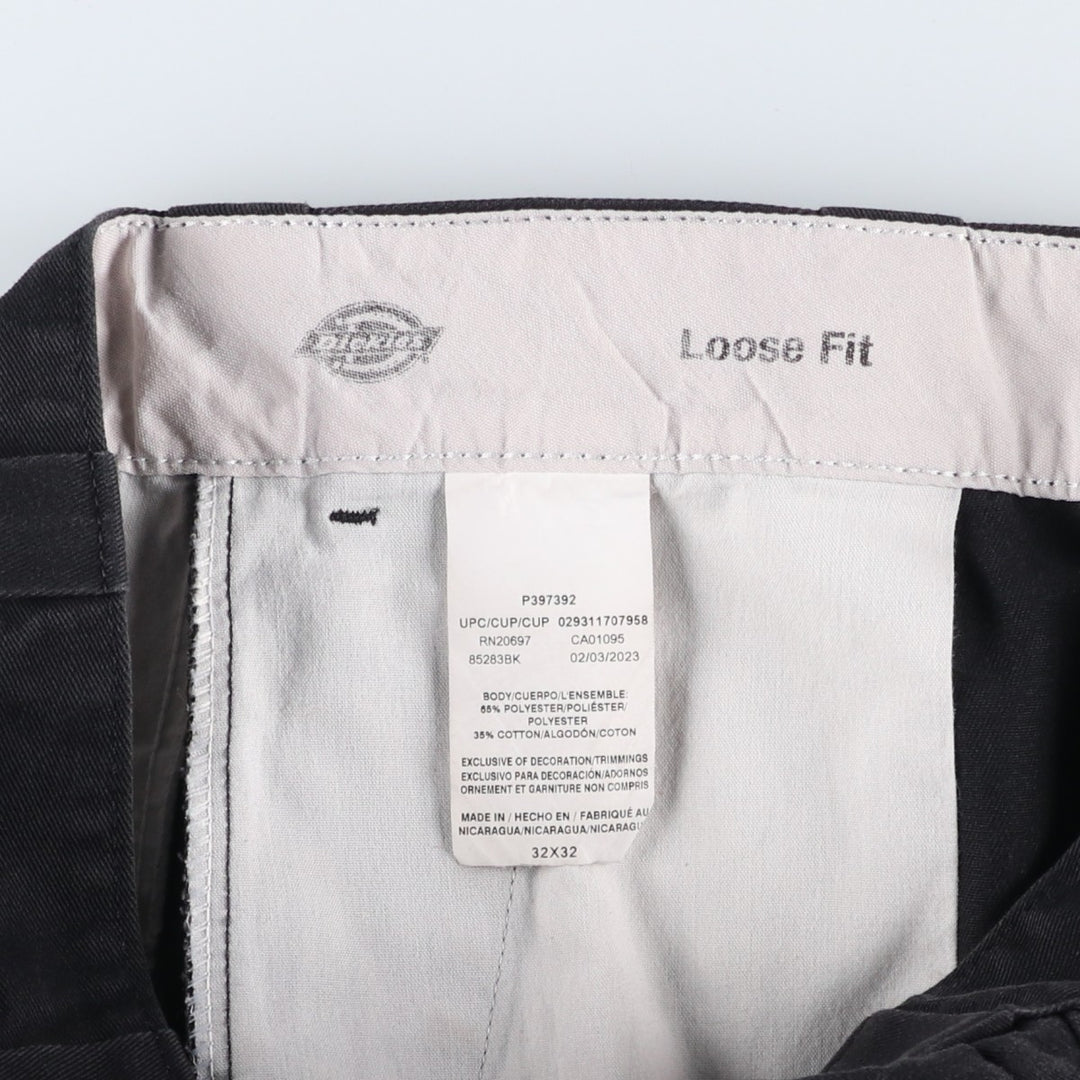 Dickies Loose Fit Double Knee Work Pants Men's W32 polyester black type Vintage Second Hand