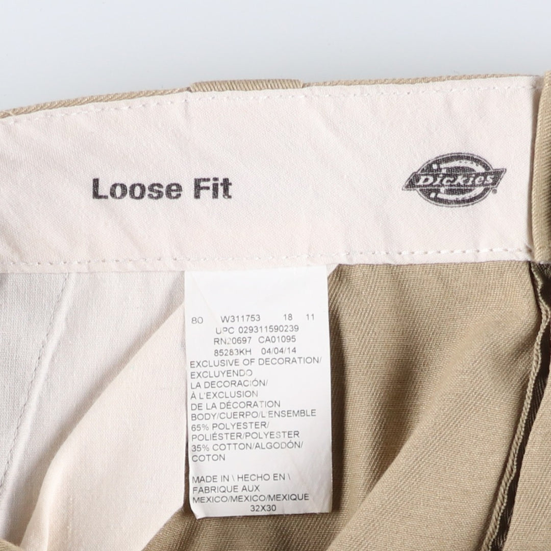 Dickies Loose Fit Double Knee Work Pants Men's W32 polyester Beige type Vintage Second Hand