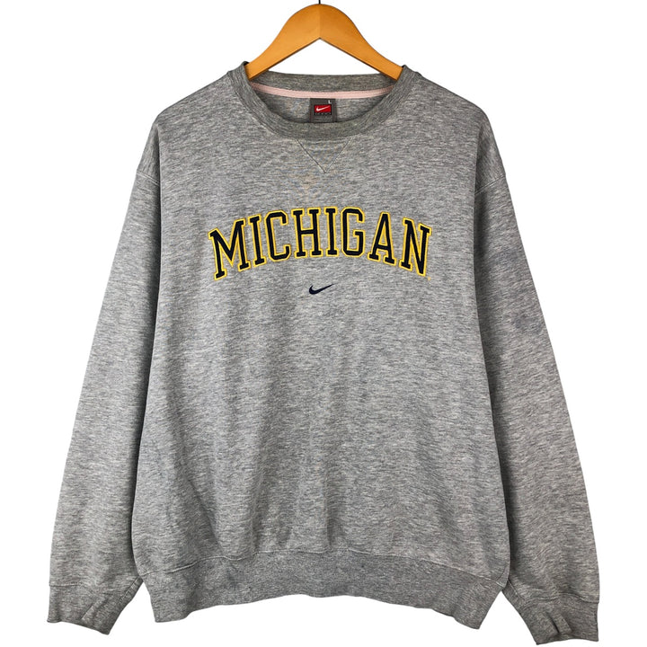 90s-00'S Nike TEAM Center Logo University of Michigan College Sweatshirt, Men's Size L cotton gray type Vintage Second Hand
