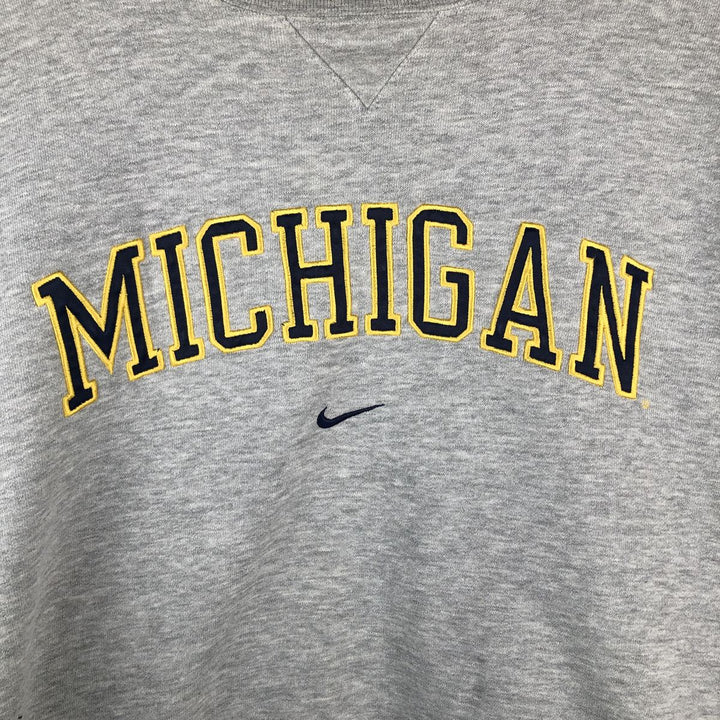 90s-00'S Nike TEAM Center Logo University of Michigan College Sweatshirt, Men's Size L cotton gray type Vintage Second Hand