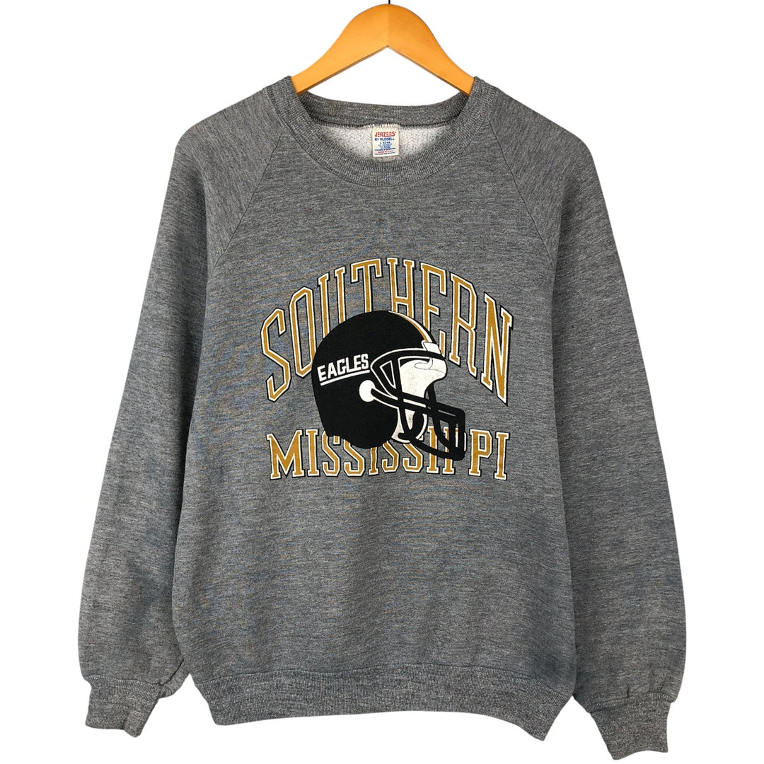 Vintage 70s-80'S Russell Jerseys triple print college sweatshirt, made in the USA, men's size L polyester gray type Vintage Second Hand