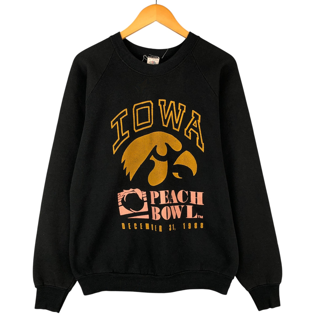 Vintage 1980'S Fruit of the Loom University of Iowa logo sweatshirt, Made in USA, Men's XL unclear black type Vintage Second Hand