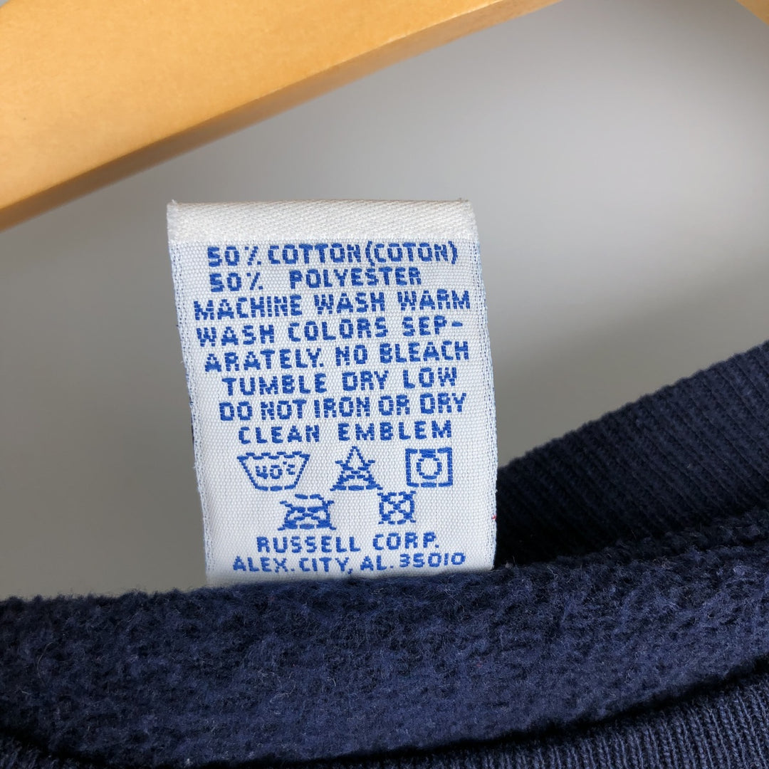 Vintage 90'S Russell ATHLETIC Check Pattern College Sweatshirt, Made in USA, Men's Size XL cotton navy blue type Vintage Second Hand