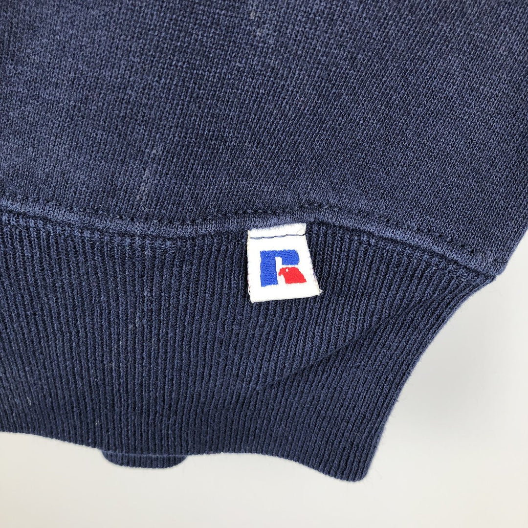 Vintage 90'S Russell ATHLETIC Check Pattern College Sweatshirt, Made in USA, Men's Size XL cotton navy blue type Vintage Second Hand