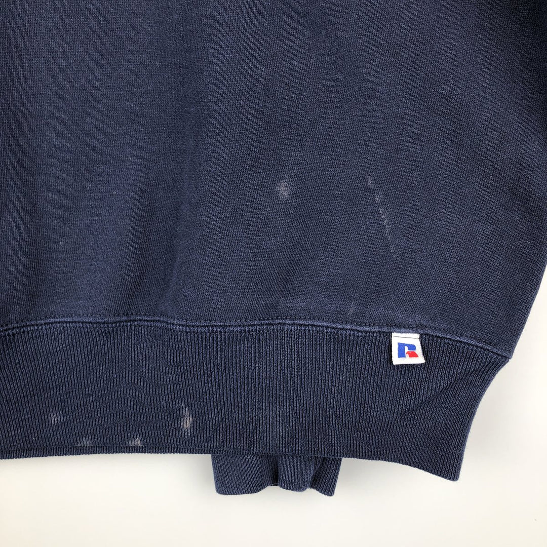 Vintage 90'S Russell ATHLETIC Check Pattern College Sweatshirt, Made in USA, Men's Size XL cotton navy blue type Vintage Second Hand